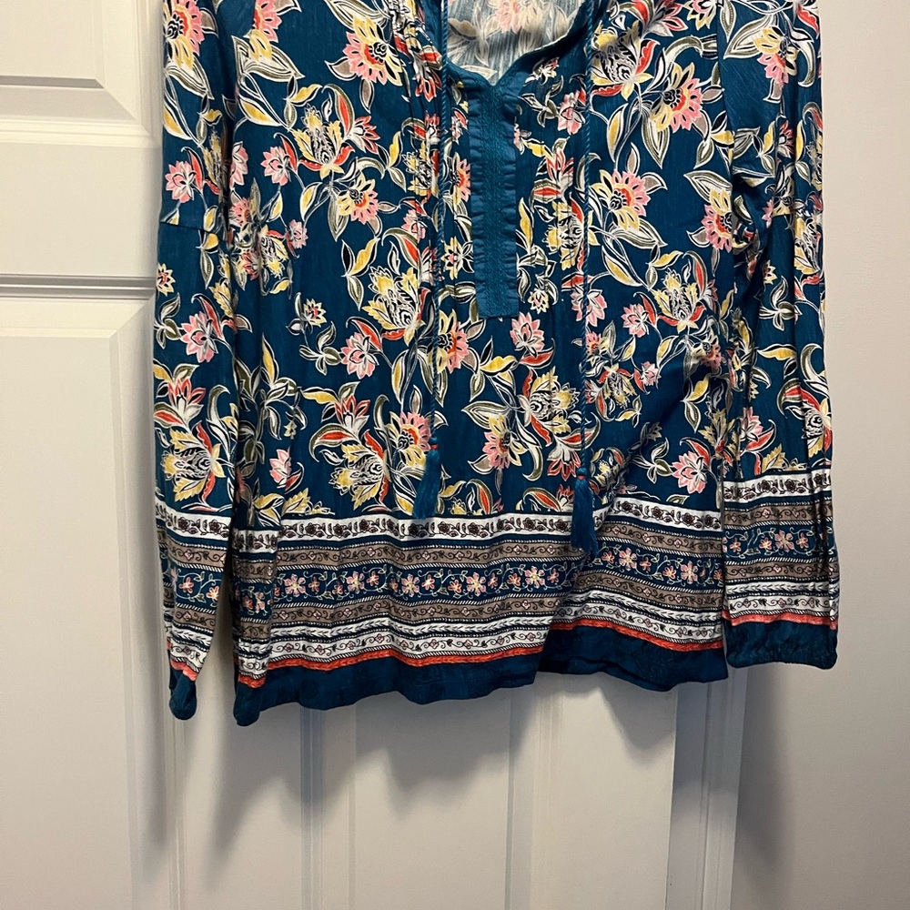 Floral Print Women's Top - Teal